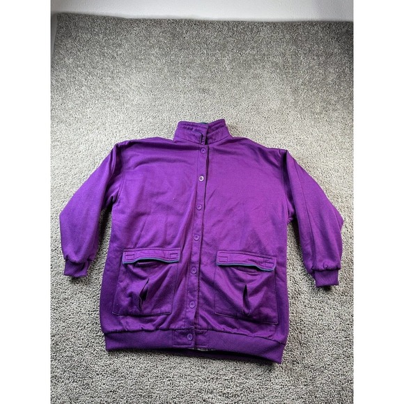 VINTAGE Rock Creek Jacket Womens Medium Purple Button Front Coat Ladies FLAW - Picture 1 of 10